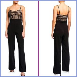 Aidan Mattox Sleeveless Black Floral Lace Jumpsuit
